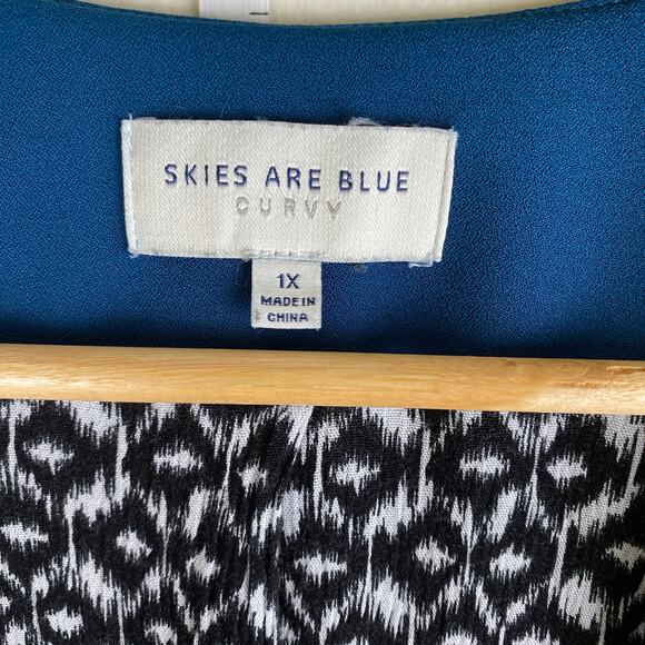 Skies Are Blue Raja Blazer Size 1X Teal Blue Curvy Stretch Work Career Jacket - Picture 10 of 13
